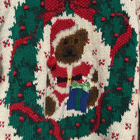 Festive Bear Christmas Sweater vintage - Picture 3 of 5